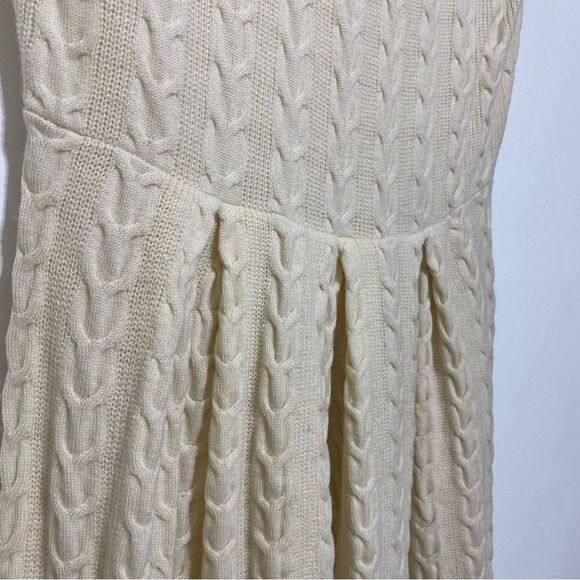 BCBGMaxAzria Ivory Wool Sweater Dress Size Large NWT Embroidered Short Sleeve - Picture 5 of 11